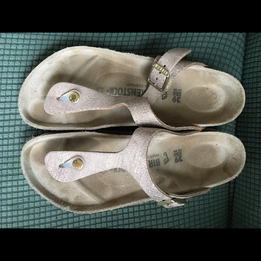 Birkenstock Gizeh Washed Rose Gold 39R EUC